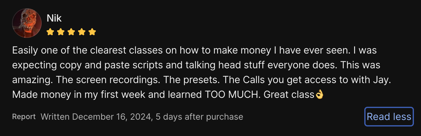 5-star client review