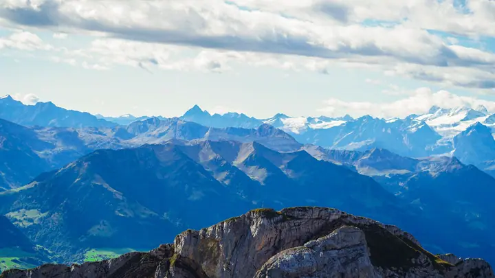 Alpine peaks above a sea of clouds