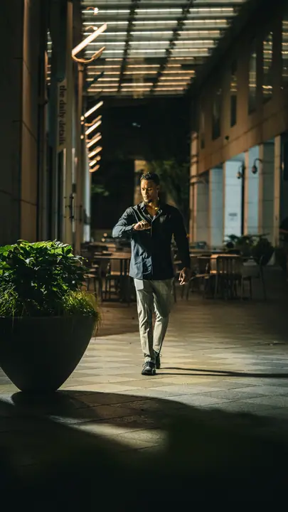 Walking through a covered market at night