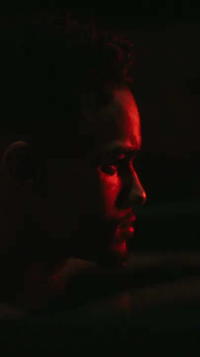 Profile in deep red light