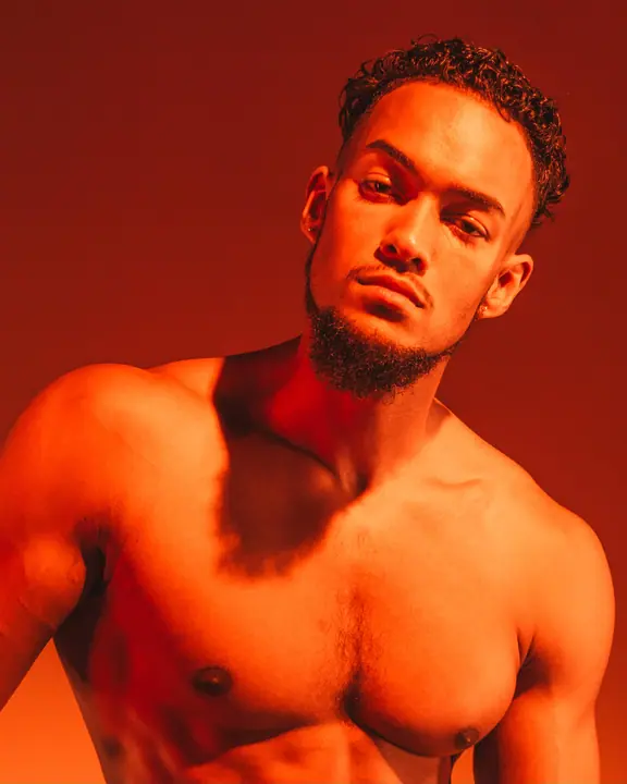 Portrait in warm orange light
